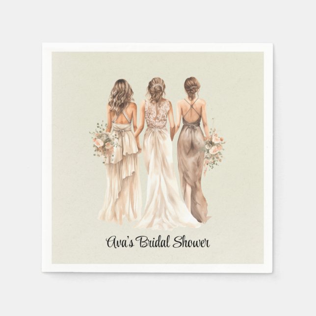 Sage Green Bridesmaids Bridal Shower Napkin (Front)