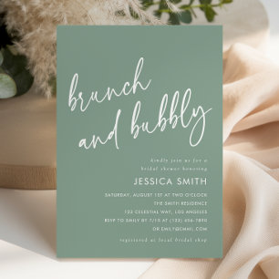 Sage Green Brunch and Bubbly Bridal Shower Invitation