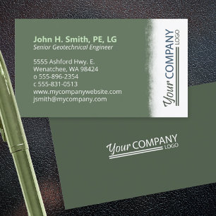 Sage Green, Brushed White with Vertical Logo Business Card