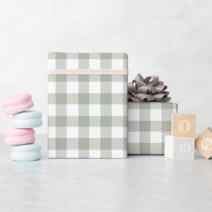 Sage Green Buffalo Plaid Gingham Checked Country  Wrapping Paper