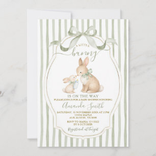 Sage Green Bunny Baby Shower Dusty Green Invitation