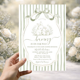 Sage Green Bunny Easter Spring Baby Shower Invitation