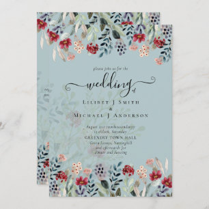 Sage Green Burgundy Blue Floral Wedding