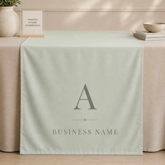 Sage Green Business Branded Table Runner Banner Tapestry (Creator Uploaded)
