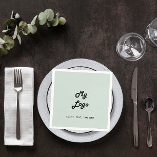 Sage green business logo napkin