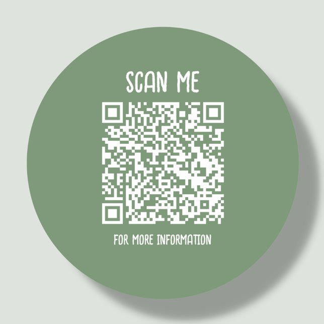 Sage Green | Business QR Code Scannable Classic Round Sticker (Creator Uploaded)