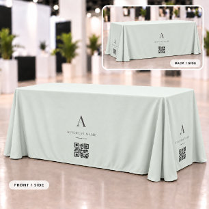 Sage Green Business QR Code Table Banner Tablecloth