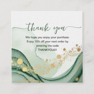 Sage green Business Thank You Card Order Insert