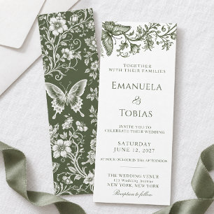 Sage Green Butterfly Floral Wedding Invitation
