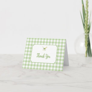 Sage Green Butterfly Kisses Baby Shower Thank You Card