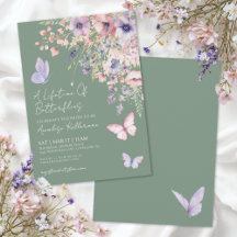 Sage Green Butterfly Wildflower Bridal Shower