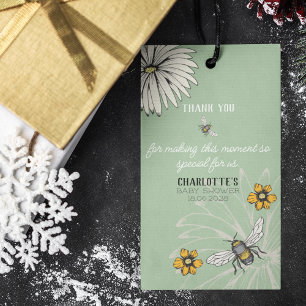 Sage Green Buzzing Bees Thank You Baby Shower Gift Tags