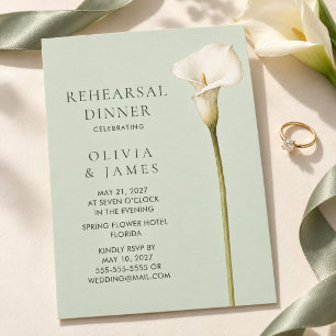 Sage Green Calla Lily Rehearsal Dinner Invitation
