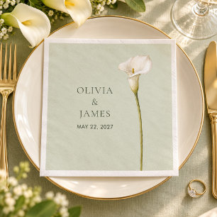 Sage Green Calla Lily Wedding Napkin