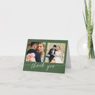 Sage Green Calligraphy 3 photo thank you cards