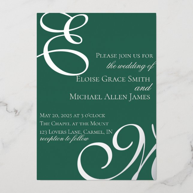 Sage Green Calligraphy Luxury Old Money Wedding  (Front)