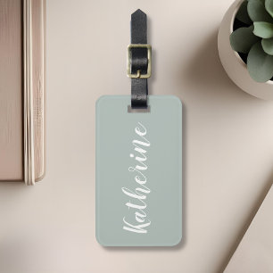 Sage Green Calligraphy Name Luggage Tag