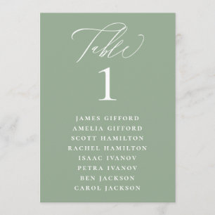 Sage Green Calligraphy Seating Chart Table Number