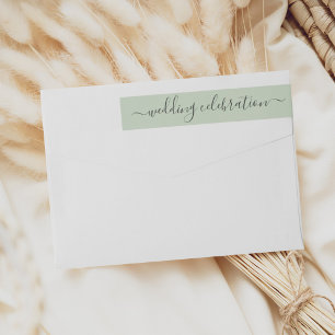 Sage Green Calligraphy Wedding Celebration Wrap Around Label