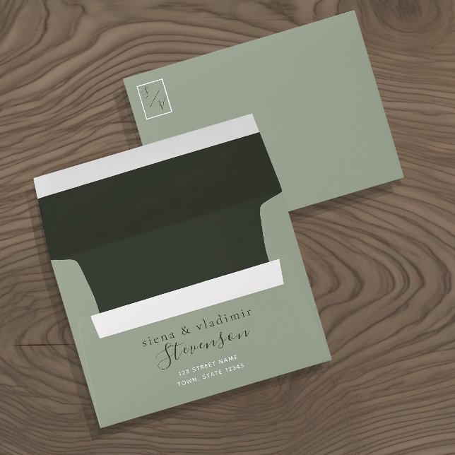 Sage Green Calligraphy Wedding Envelope (Creator Uploaded)