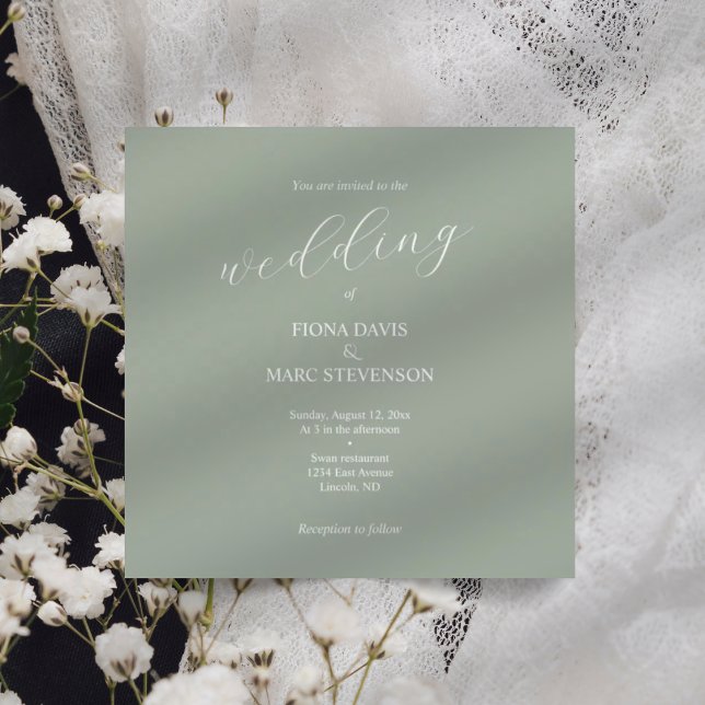 Sage green calligraphy wedding invitation  (Creator Uploaded)