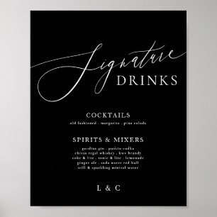 Sage Green Calligraphy Wedding Signature Drinks Poster