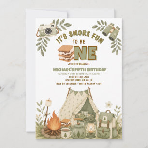 Sage Green Camping Campfire Party Invite