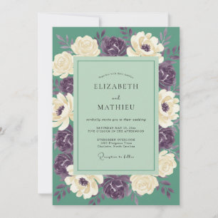 Sage Green Captivating Floral Wedding Invitation