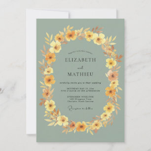 Sage Green Captivating Wildflower Wedding Invitation