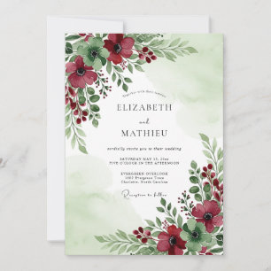 Sage Green Captivating Winter Wedding Invitation