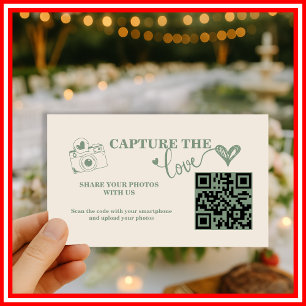 Sage Green Capture The Love QR Code Wedding Enclosure Card
