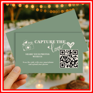 Sage Green Capture The Love QR Code Wedding Enclosure Card