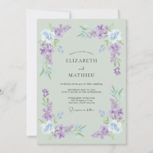 Sage Green Cascading Spring Wedding Invitation