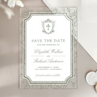 Sage Green Catholic Wedding Save the Date