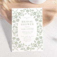 Sage Green Charming Folk Flowers Bridal Shower