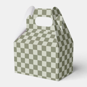 Sage Green Checkerboard Favour Box