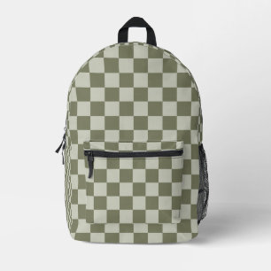 Sage Green Checkerboard Printed Backpack