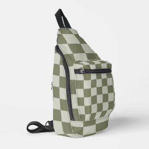 Sage Green Checkerboard Sling Bag