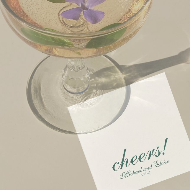 Sage Green Cheers Elegant Personalised Wedding Napkin (Sage Green Cheers Elegant Personalized Wedding Napkins)