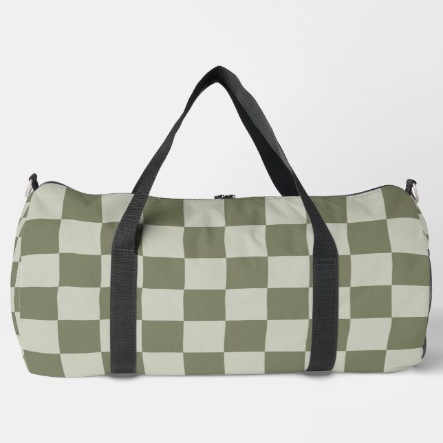 Sage Green Chequerboard Duffle Bag (Front)