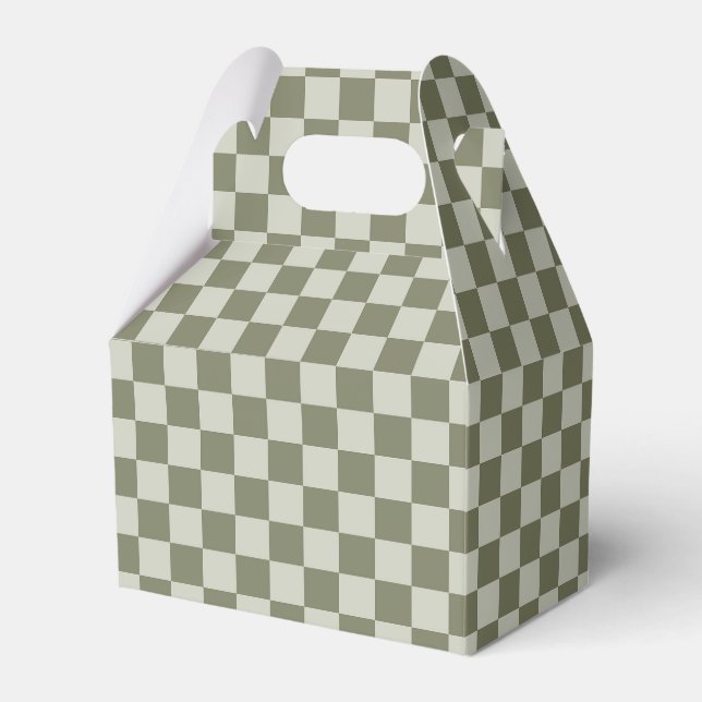 Sage Green Chequerboard Favour Box (Front Side)