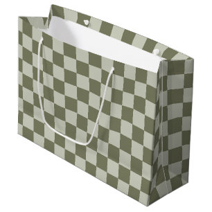 Sage Green Chequerboard Large Gift Bag