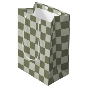 Sage Green Chequerboard Medium Gift Bag