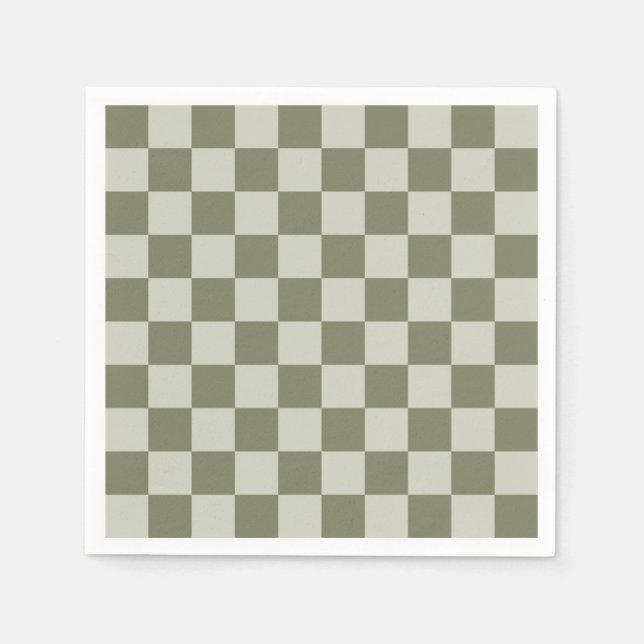 Sage Green Chequerboard Napkin (Front)