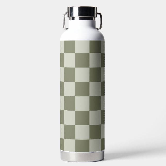 Sage Green Chequerboard Water Bottle (Front)