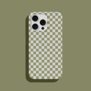 Sage Green Chequered Pattern Chequerboard iPhone 14 Case