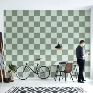 Sage Green Chequered Wallpaper