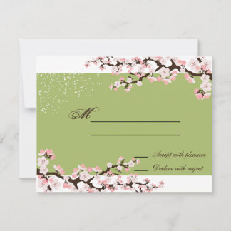 Sage Green Cherry Blossom Wedding Response RSVP