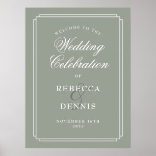 Sage Green Chic Art Deco Wedding Welcome Sign