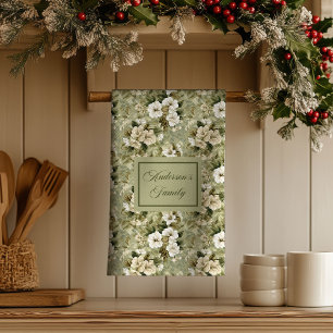 Sage Green Chic Decor Personalized Floral Towel